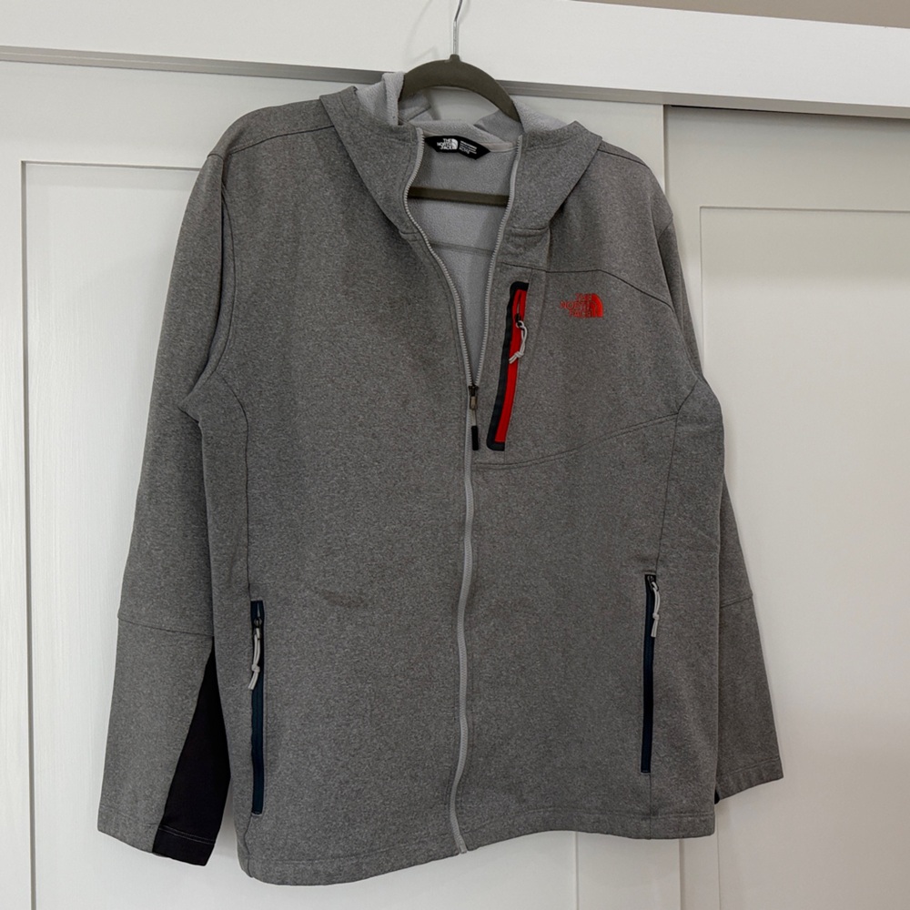 The North FaceMen's Gray Zip Up with Red Accents